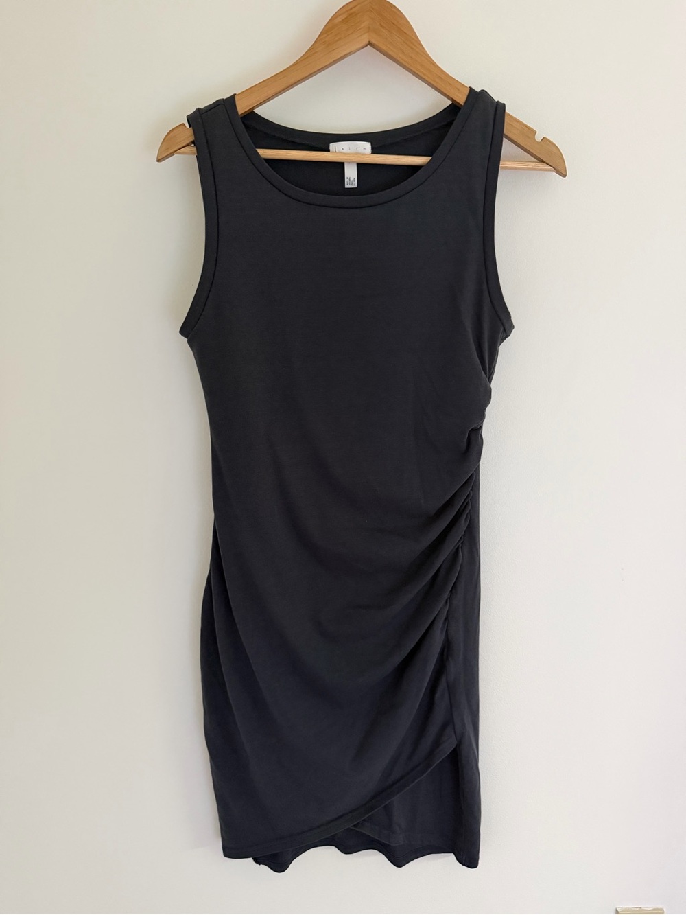 Minimalist Quiet Luxury Ruched Midi Dress | Leith Medium Charcoal